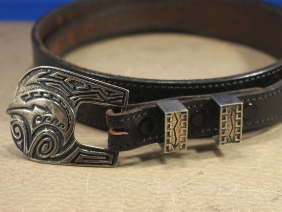 Hopi Range Rider Set Sterling Silver and Leather … - image 1