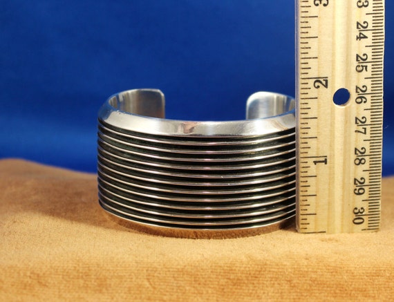Sterling Silver Anodized Ridged Cuff Bracelet, Vi… - image 5
