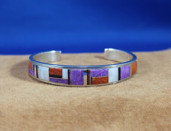 Very Rare Vintage Navajo Purple Abalone Shell Sterling Silver Bracelet Very Rare Vintage Navajo Purple Abalone Shell Sterling Silver Bracelet