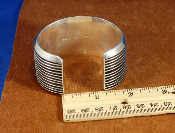 Sterling Silver Anodized Ridged Cuff Bracelet, Vi… - image 8