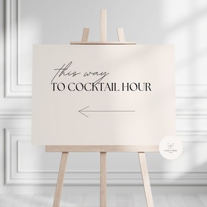 Luksusowy szablon znaku Cocktail Hour | Znak powitalny na przyjęciu weselnym | Plakat na specjalne wydarzenie | Zrób to sam, edytowalne pobieranie cyfrowe - The Rachel