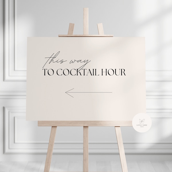 Luxury Cocktail Hour Sign Template | Wedding Reception Welcome Sign | Special Event Poster | DIY, Editable Digital Download - The Rachel