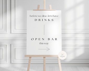 Cocktail Hour and Open Bar Sign Template | Wedding Reception Sign | Special Event Poster | DIY, Editable Digital Download - The Alex