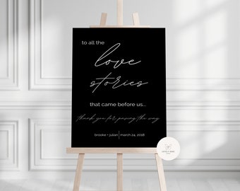 Contemporary &quot;To All The Love Stories That Came Before Us&quot; Wedding Sign Template | Event Sign | DIY, Editable Digital Download - The Quinn