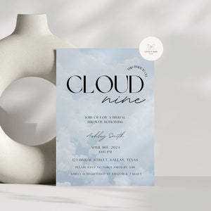 Cloud 9 Bridal Shower Invitation Template | Flat Lay Wedding Shower Invitation | DIY, Editable Digital Download - The Ashley
