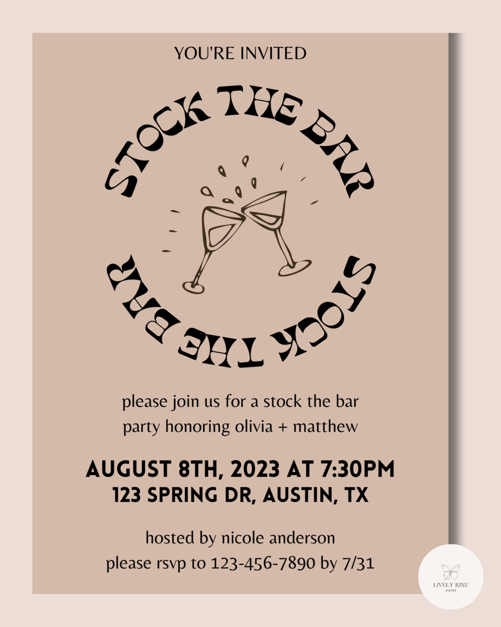 Retro Stock the Bar Invitation Template | Flat Lay Wedding Shower ...