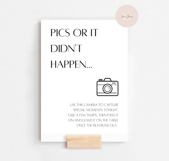 Classic Wedding Disposable Camera Sign Printable and Etsy