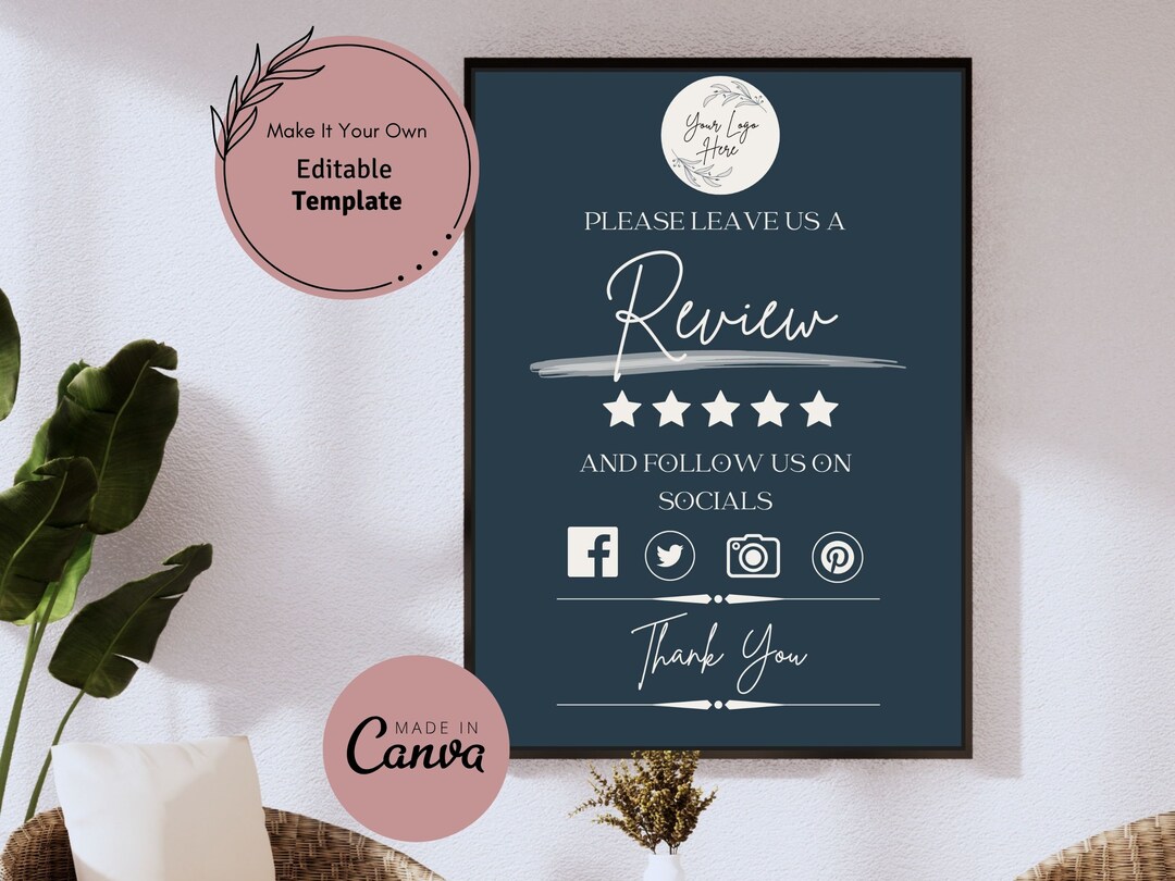 Sign Form Small Small Business Sign Template Editable, Leave a Review Sign, Printable ...