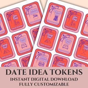 Tarjetas de cita nocturna imprimibles, tarro de cita nocturna, un año de citas, regalo de aniversario personalizado para él, ella, regalo para novio, novia