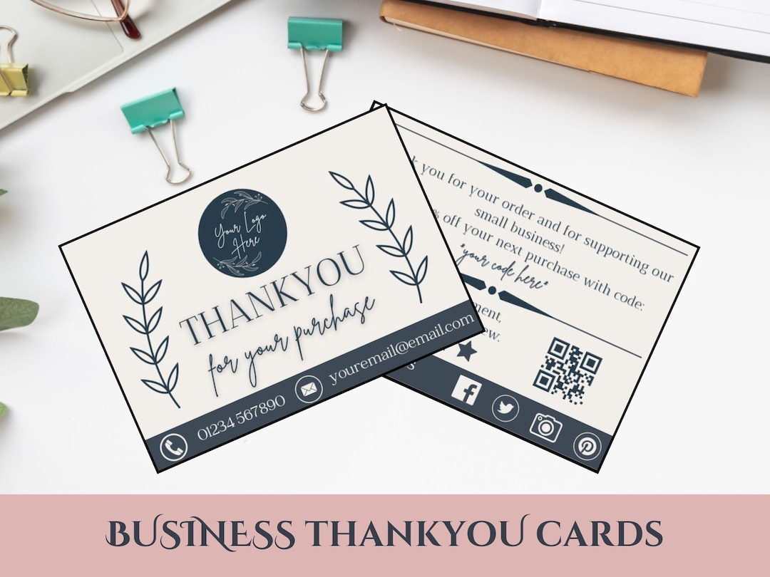 Business Thank You Card Template, Editable Thanks for Your Purchase ...