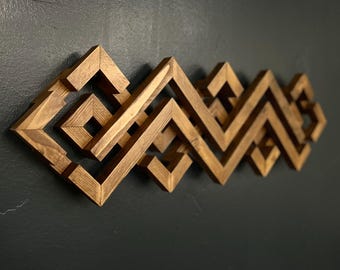 Geometric Wood Wall Art - Modern Architectural Mural, 10x33