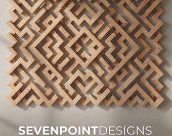 Geometric Wood Wall Art – Modern Architectural Mural