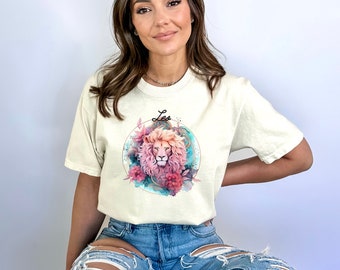 Leo Sternzeichen T-Shirt: Frauen-Astrologie-T-Shirt, Witchy Mystical Style
