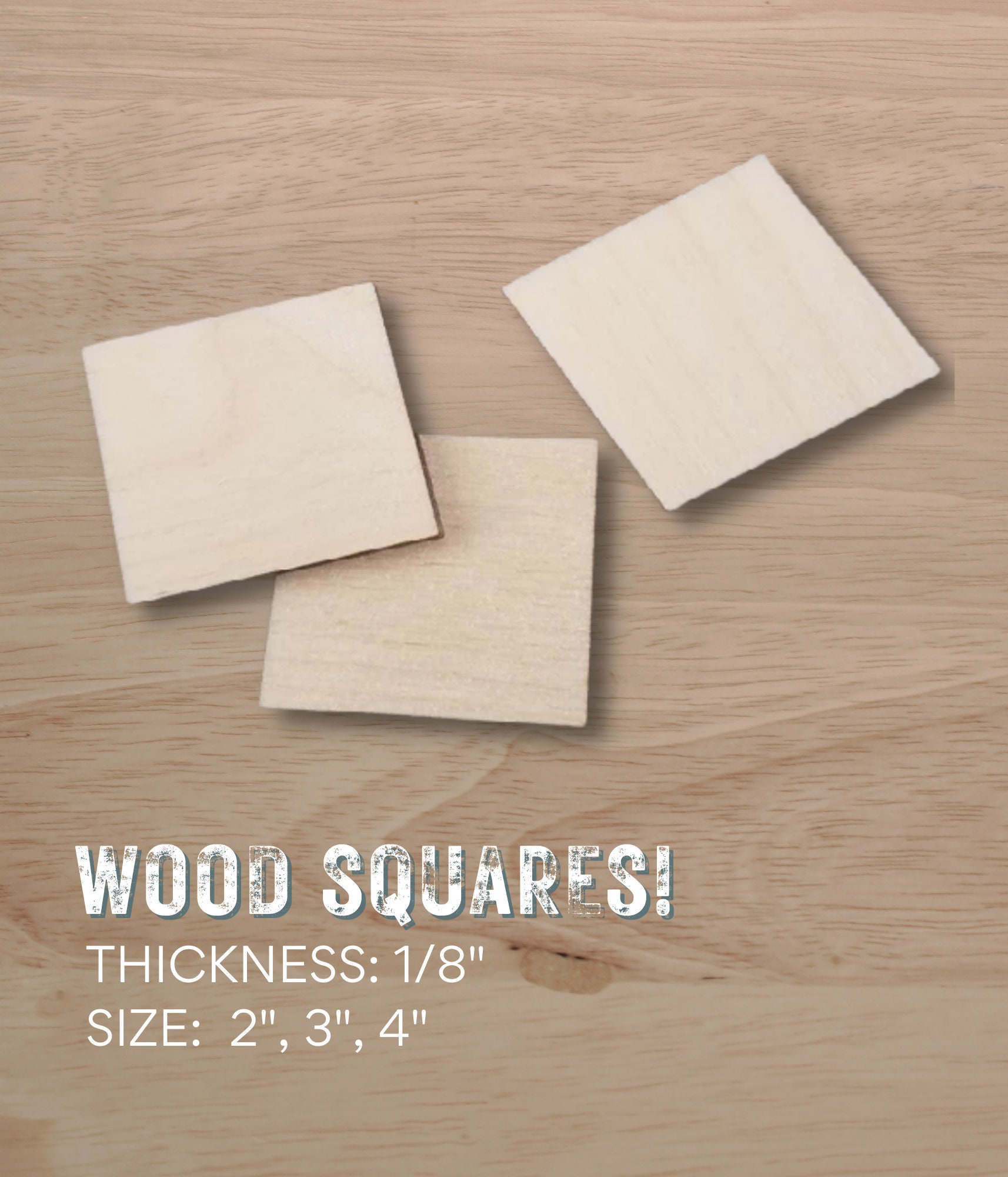 4x4 Wooden Squares for Crafts, Unfinished Wood Cutouts with Rounded Corners  for DIY Coasters (36 Pack)