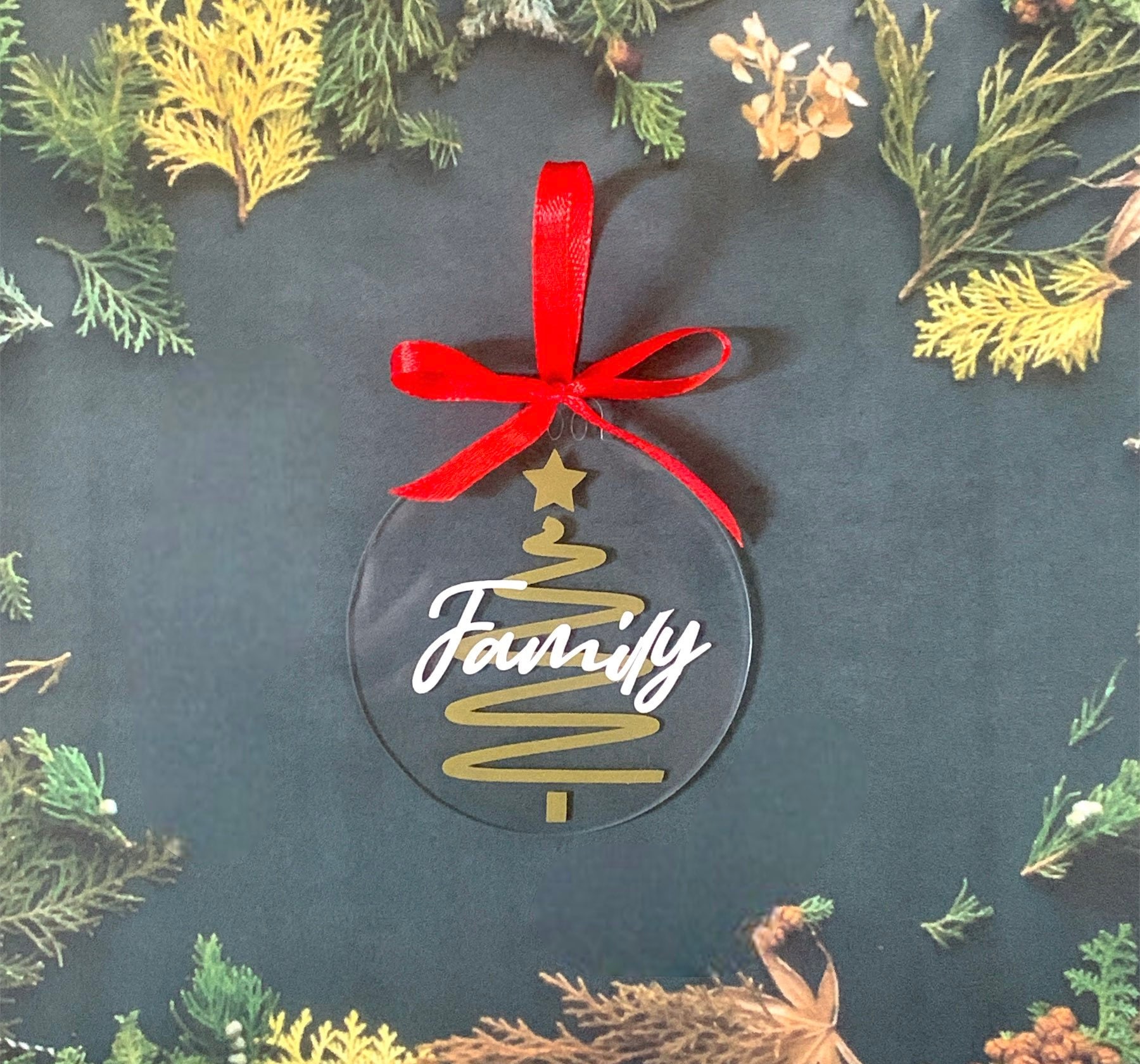 Bauble Design Personalised Clear Bauble With Gold Tree | Christmas Tree Bauble ...