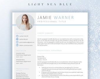 Resume Template CV Template - Light Sea Blue Resume Template ATS Friendly CV template