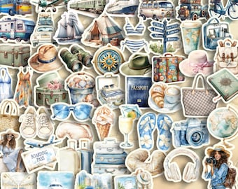 Travel Vinyl Sticker Sheets: Vacation Luggage Decals