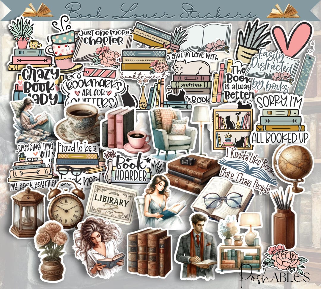 Book Lover Stickers: Vinyl Decals for Laptop, Water Bottle - Etsy