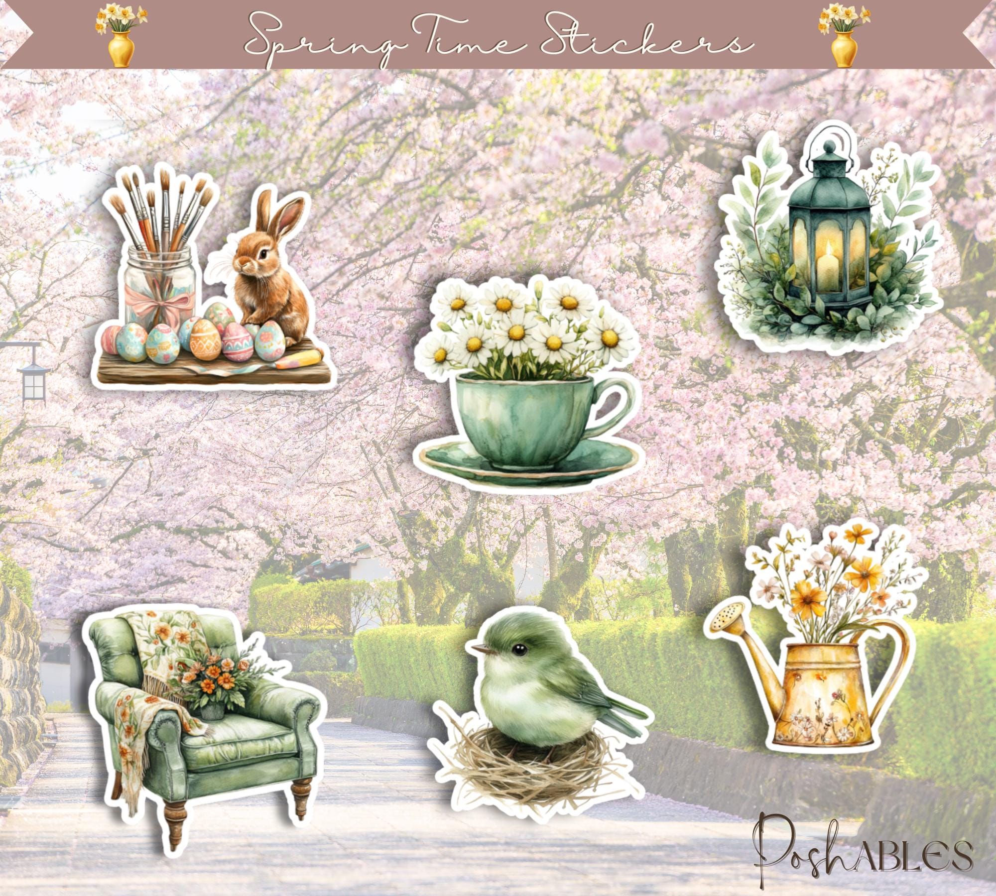 Springtime Vinyl Stickers: Floral Die Cut Decals - Etsy