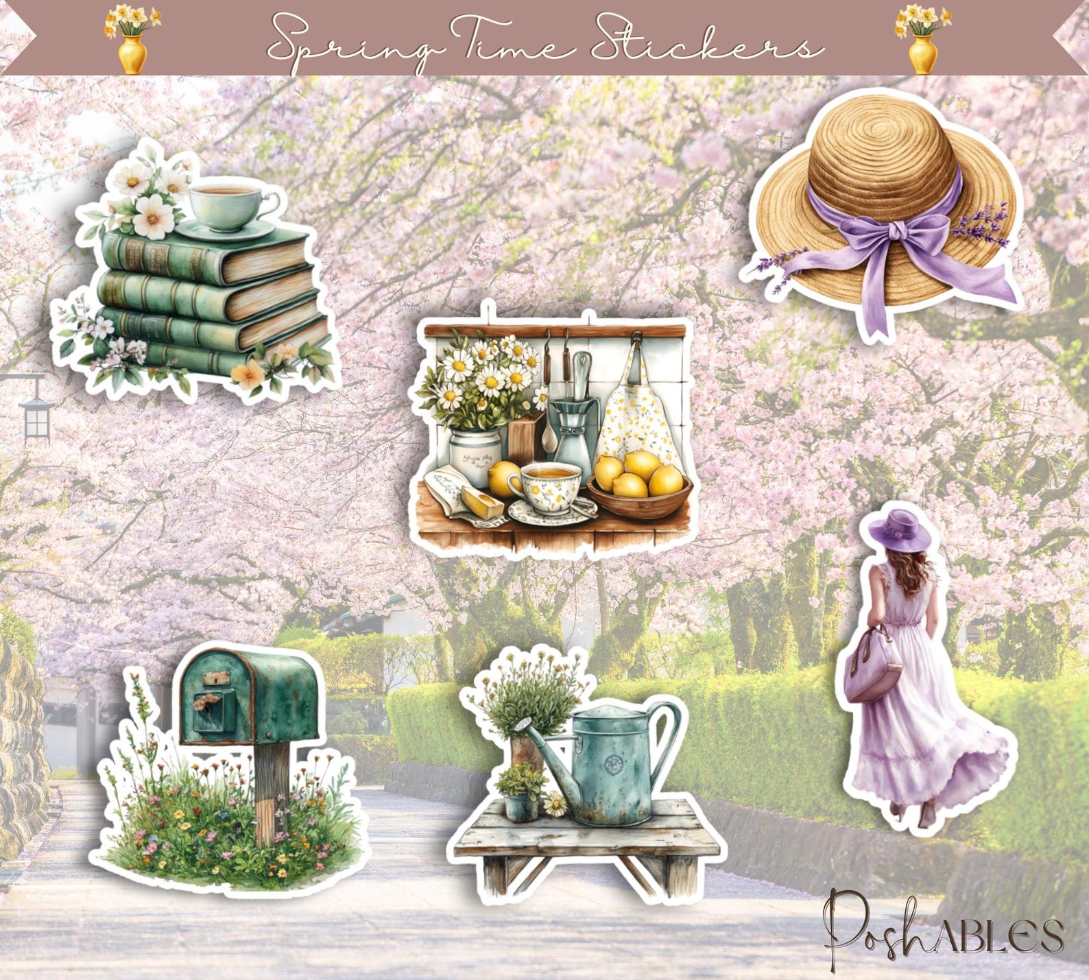 Spring Time Decals Springtime Vinyl Stickers: Floral Die Cut Decals - Etsy