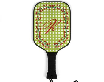 Personalized Gingham Tomato Print  Pickleball Kit with Monogram for Girls Gone Mild Bachelorette Party