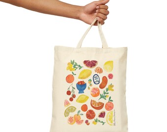 Citrus Watercolor Tote Bag - Grapefruit, Orange, and Lemon Print