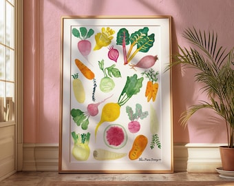 Root Vegetable Watercolor Print | Kitchen Decor, Cottage Core Artwork (Digital Download)