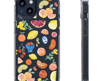 Citrus watercolor pattern phone case for iphone 13, 15, 16