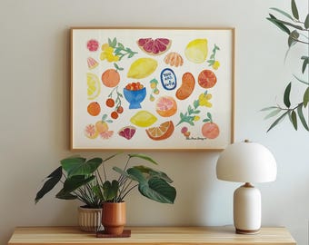 Citrus Watercolor Print | Italian Summer Kitchen Artwork (Digital Download)
