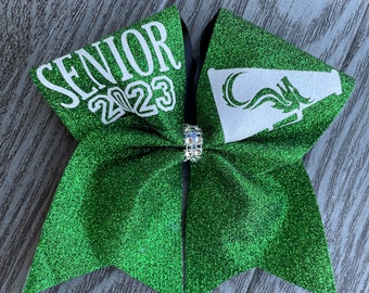 Senior Cheer Bow, Sideline Cheer Bow, Senior Gift, End Of The Year Gift, Mascot Bow, Highschool Cheer Bow, Rhinestone And Grosgrain