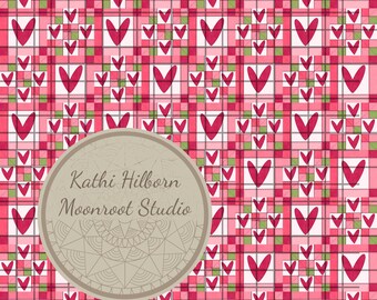 Sweetheart-quilt naadloos patroon, Valentijn plakboek (digitaal)