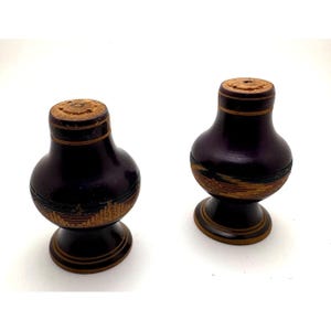 Vintage Hand Carved Wooden Salt and Pepper Shaker