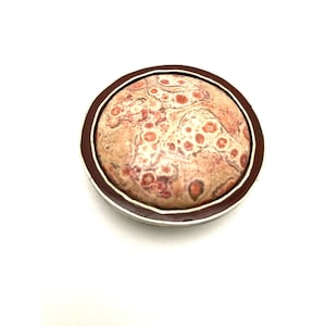 Vintage Midcentury Modernist Victor Carranza Enamel Jasper Enamel Brooch Pin