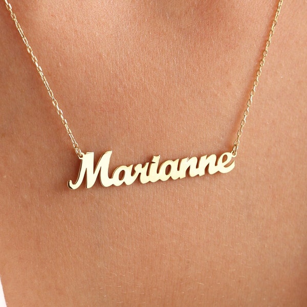 Name Necklace 14K, Birthday Gift, Valentine's Day Gift for Women, Name Necklace Gold, 14K Solid Gold Name Necklace Personalized Gifts