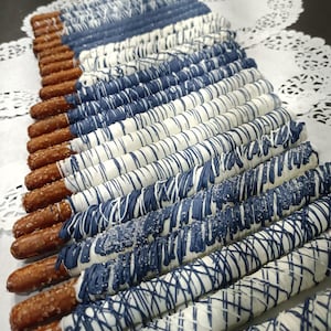 Custom Hand Dipped Chocolate Cover Pretzels~ Baby Shower, School Party, Thank you Gift, Birthday Parties, Party Favors, Weddings,