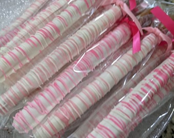 Hand Dipped Chocolate Cover Pretzels~ Baby Shower, School Party, Thank you Gift, Birthday Parties, Party Favors, Weddings,