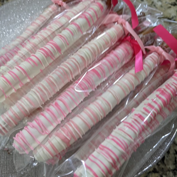 Hand Dipped Chocolate Cover Pretzels~ Baby Shower, School Party, Thank you Gift, Birthday Parties, Party Favors, Weddings,