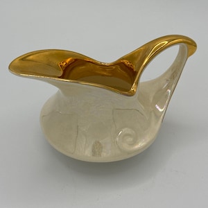 Schillerndes Jugendstil Sahnekännchen / Sahnekännchen mit 22k Gold Vergoldetem Auslauf & Henkel • MCM • Antik • VTG • Pearl China