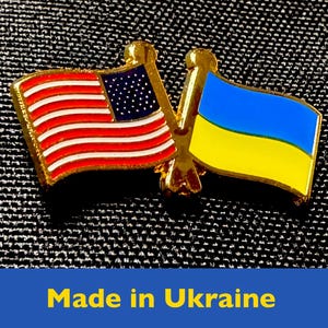 US Ukraine Flag Pin - MADE in UKRAINE - Ukrainian American Lapel Pin - usa ua pin