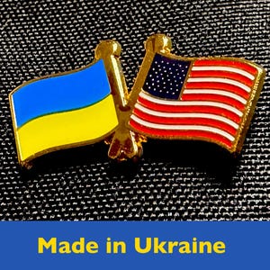 Ukraine Pin with US Flag - MADE in UKRAINE - Ukrainian American Lapel Pin - usa ua pins