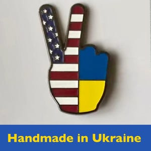 Made in UKRAINE Pin - USA Ukraine - Lapel Pin- Ukrainian American Badge - America Ukraine enamel pin