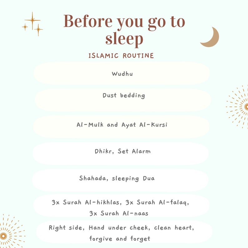 Before You Go to Sleep, Islamic Sleeping Routine, Muslim Bedtime ...
