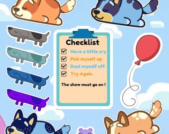 Hoja de pegatinas de perros azules