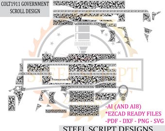Colt 1911 Government scroll design gun engraving