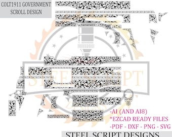 Colt 1911 Government Gun Filigree Design