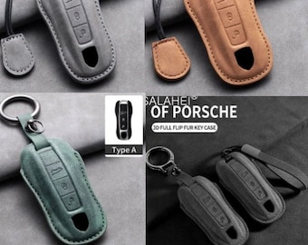 Porsche key case in Alcantara Leather, 911 992 718 987 Carrera GTS Panamera Macan Cayenne taycan porsche keychain, porsche accessory.