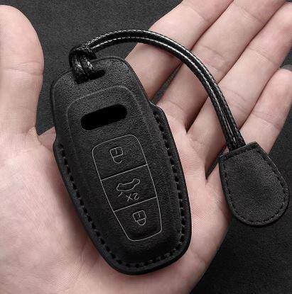 Portachiavi Audi Q6 E-Tron In Metallo In Pelle Valcona Argento Nero
