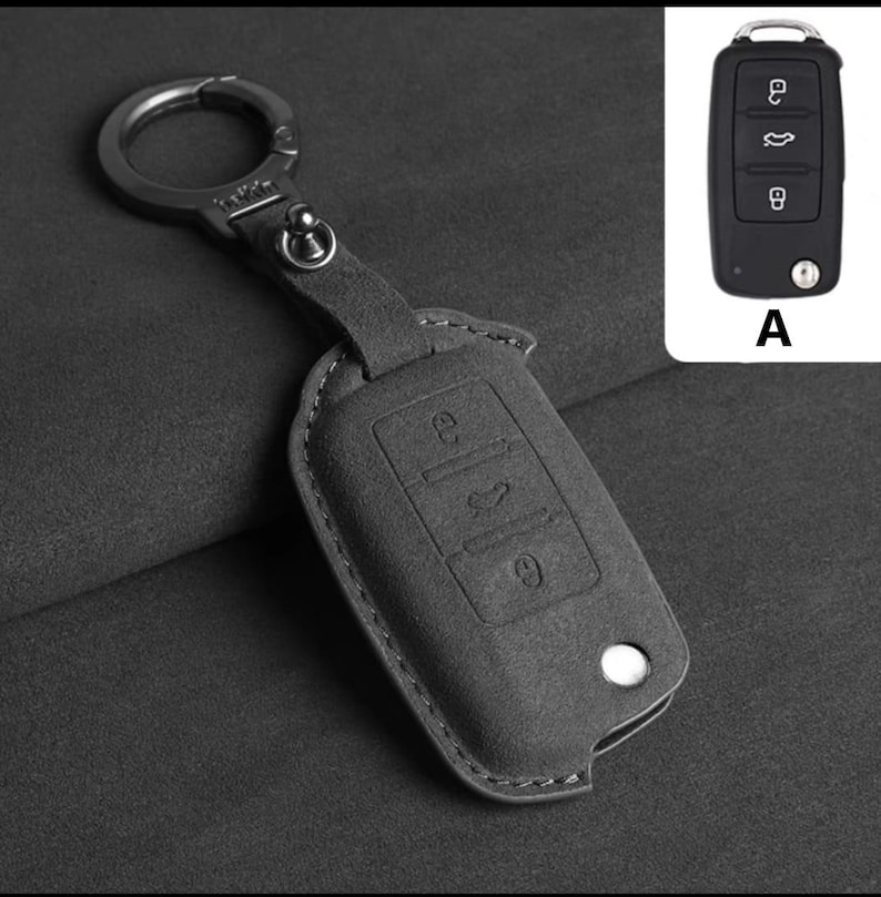 Custodia In Pelle PU Per Chiave Volkswagen (Arteon, Atlas, Golf, Tiguan) E Skoda - Bianco