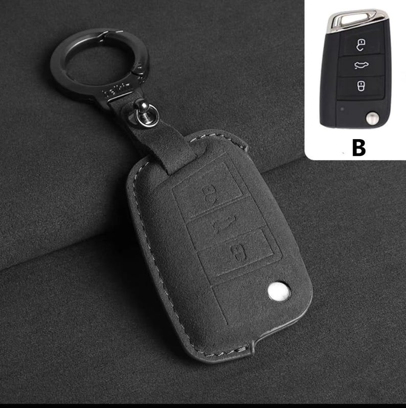 Custodia In Pelle PU Per Chiave Volkswagen (Arteon, Atlas, Golf, Tiguan) E Skoda - Bianco