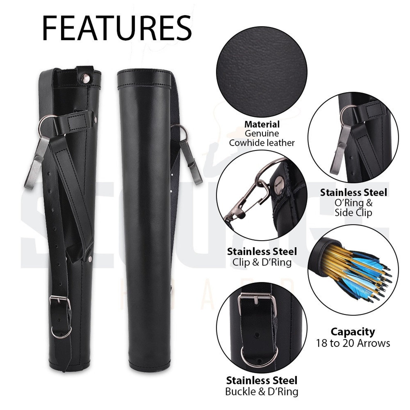 Back Arrow Quivers Genuine Suede Leather Traditional Side Etsy